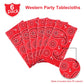 Western Party Tablecloth Paisley Table Cover Bandana Plastic Table Cloth Rectangle Floral Tablecloth For Western Cowboy Themed Party Decorations, 108 X 54 Inches (Red, 6 Pack)
