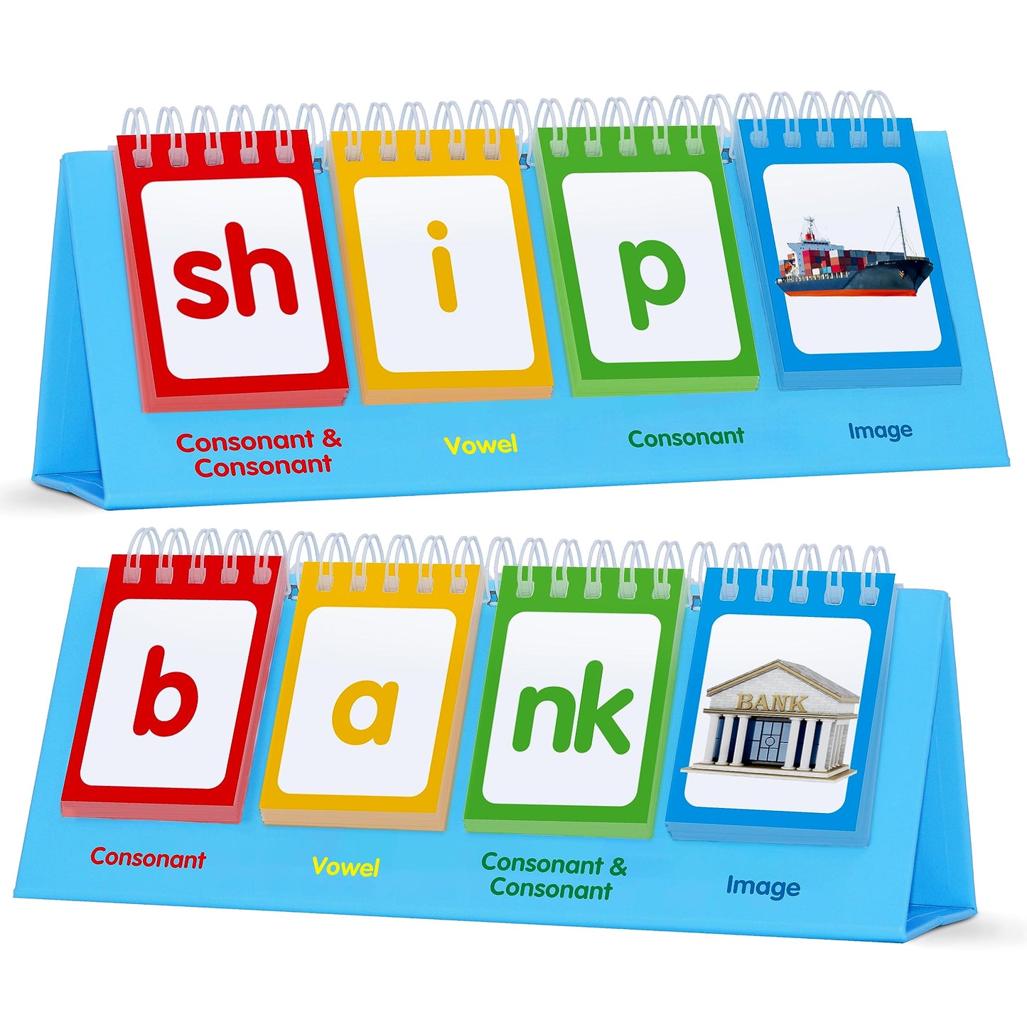 Cvcc & Ccvc Flip Charts, 40 Words Builder Phonic Games Freestanding Flip Chart Manipulative Spelling Toy Educational Learning Tool For Student Teacher School Supplies