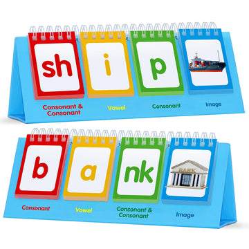 Cvcc & Ccvc Flip Charts, 40 Words Builder Phonic Games Freestanding Flip Chart Manipulative Spelling Toy Educational Learning Tool For Student Teacher School Supplies