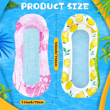 Briwooody 2 Pcs Inflatable Pool Float Mat Pool Floaties Rafts with Headrest Loungers Sun Tanning Floaty for mature-themed Cool Water Hck Chair for Summer Swimming Pool Lake Beach Party Toys (Net)