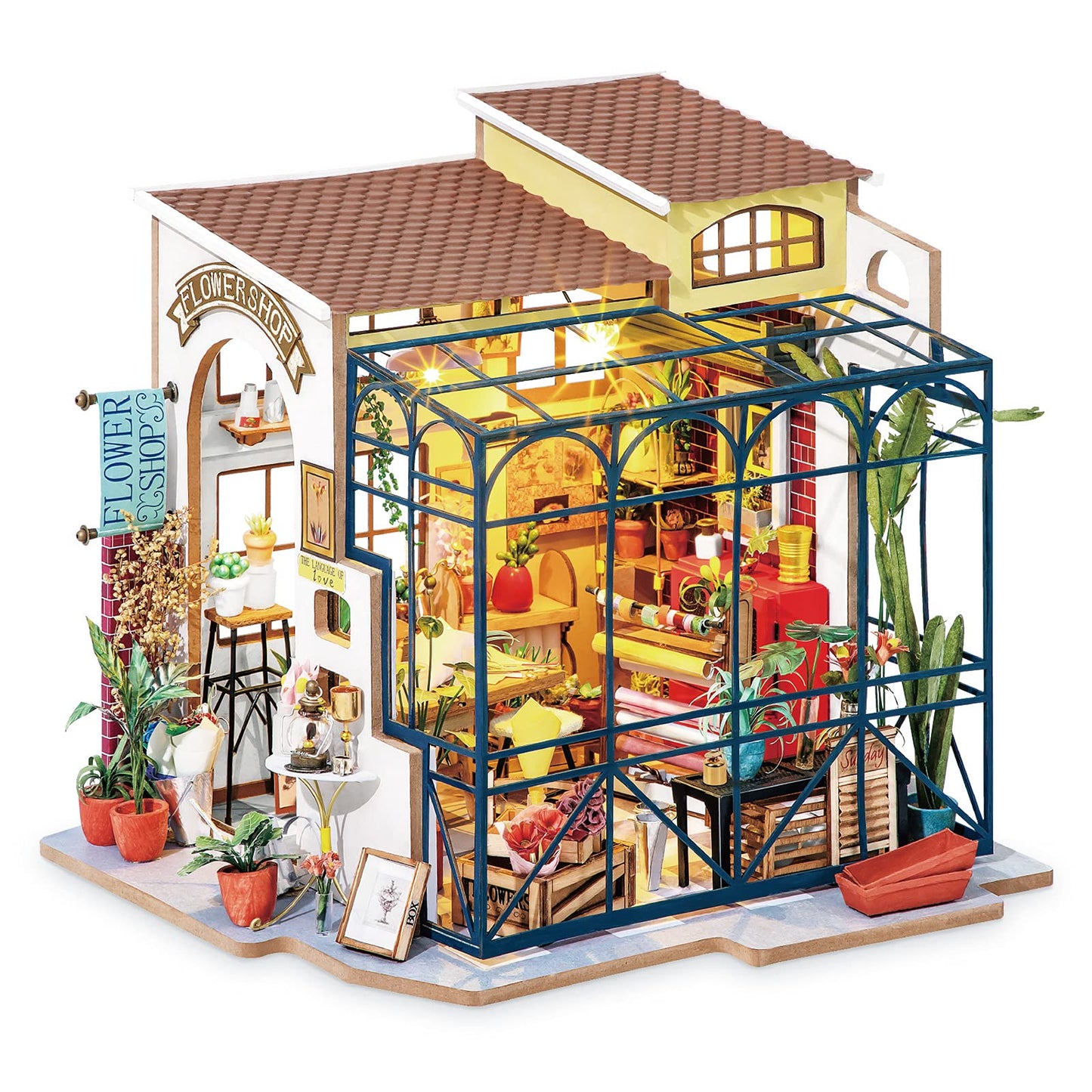 Rolife DIY Miniature Doll House Kit with Furniture for Children mature-themed Wooden Kits Toy (Emily's Flower Shop)