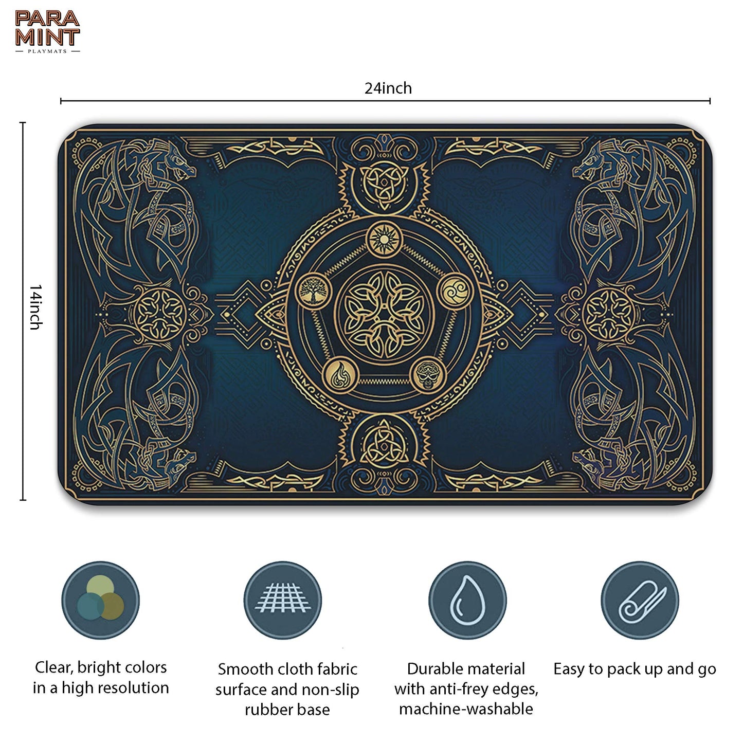 Paramint Royal Dragon Blast (Stitched) - Mtg Playmat - Compatible With Magic The Gathering Playmat - Play Mtg, Yugioh, Tcg - Original Play Mat Art Designs & Accessories