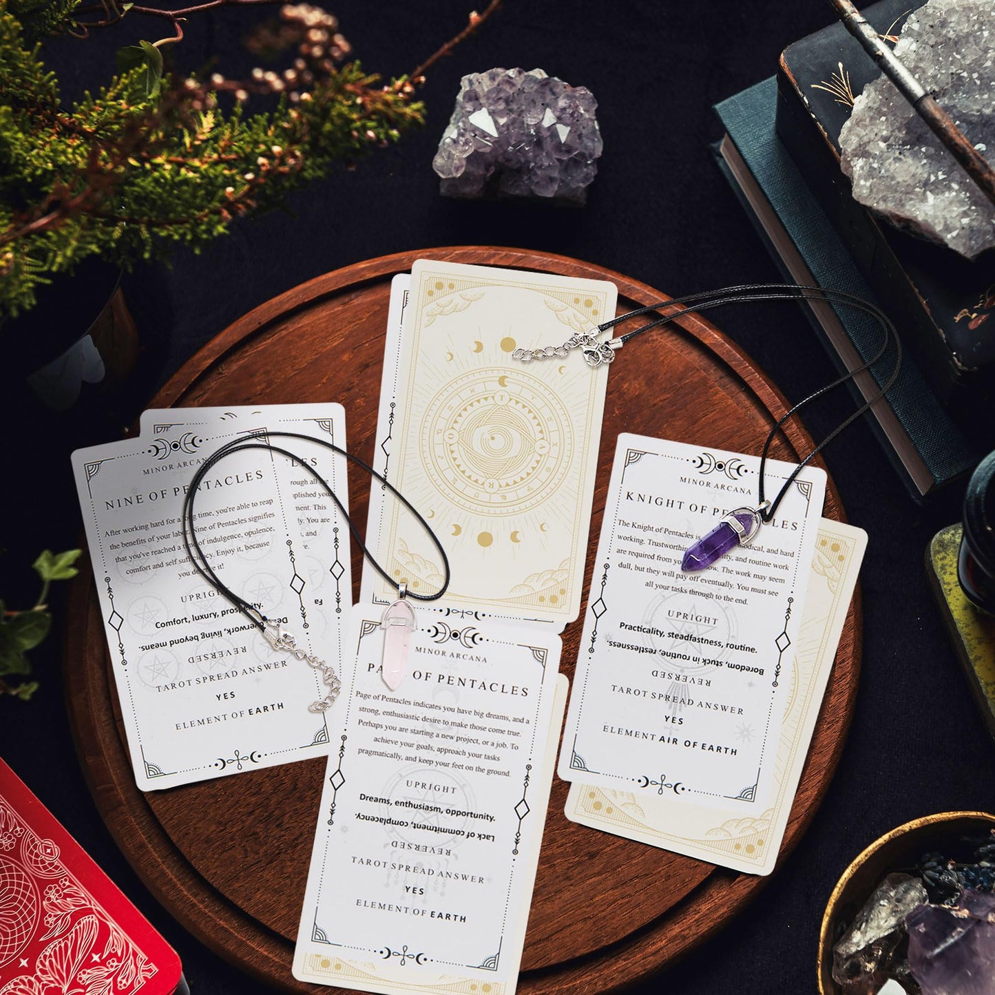 Knana Tarot Cards For Beginners, Learning Tarot Cards Deck With Meanings On Them, Pocket Tarot Deck With Tarot Bag Amethyst Crys