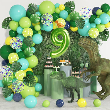 Light Green Number 9 Balloon 40 Inch, Large Foil Mylar Balloons Decorations For 9 19 29 99 Birthday Party, Jungle Theme Decorati