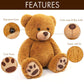 LotFancy Teddy Bear Stuffed Animal, 20" Plush Toy, Soft Brown Cuddly Bear with Footprints, Perfect Gift for Kids and Toddlers