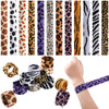 Zhanmai 36 Pieces Jungle Animal Print Slap Bracelets Safari Print Slap Snap Bracelets Slap Bands with Cheetah Zebra Tiger and Co