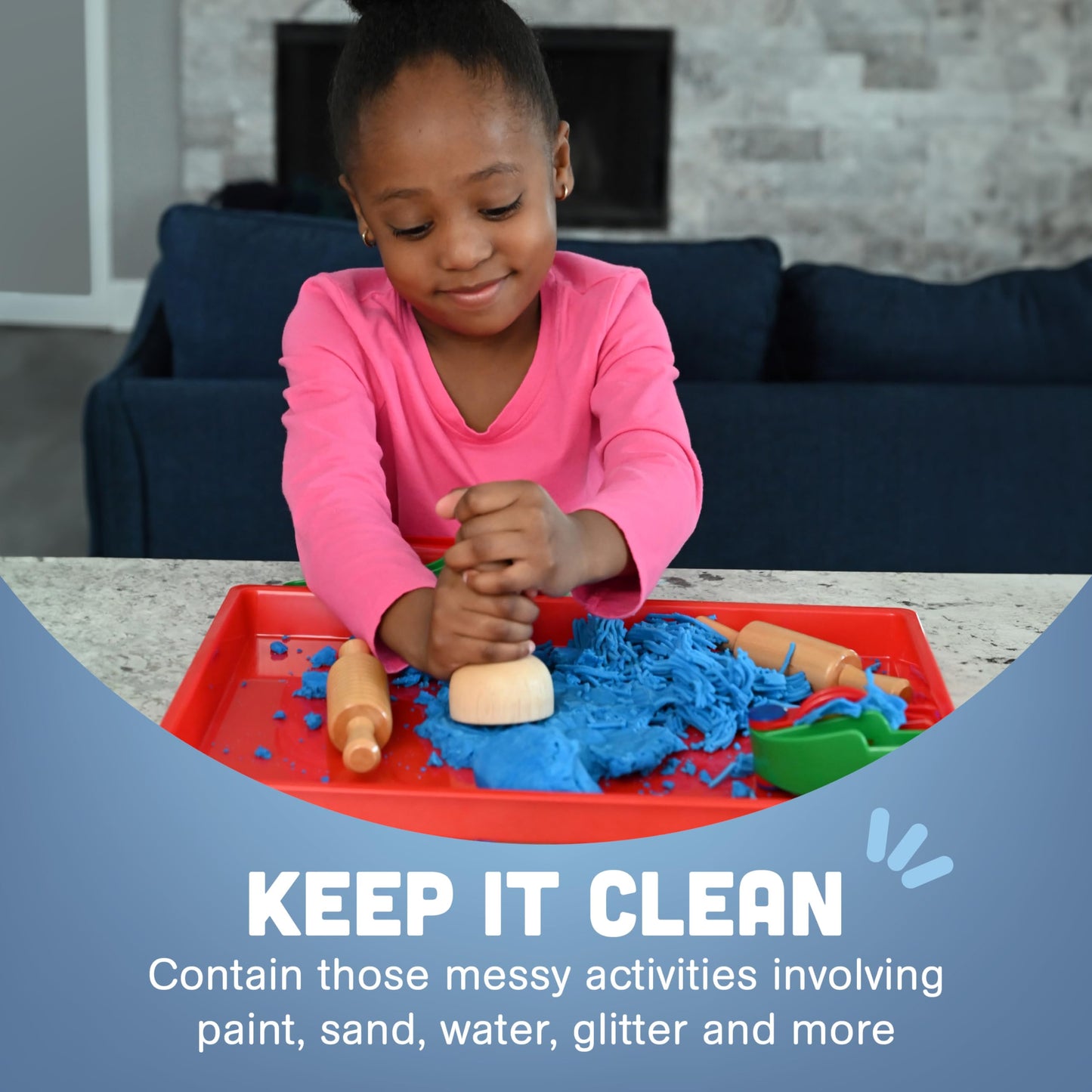 Constructive Playthings Messy Trays Set of 4, Premium Plastic, Multi-Color, Ideal for Arts & Crafts, Model EDX-770