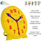 Wise Hedgehog Kids Telling Time Practice Learning Clock, 4 Inch Size Teaching Handheld Analog Clock, Geared Movement Makes Finge