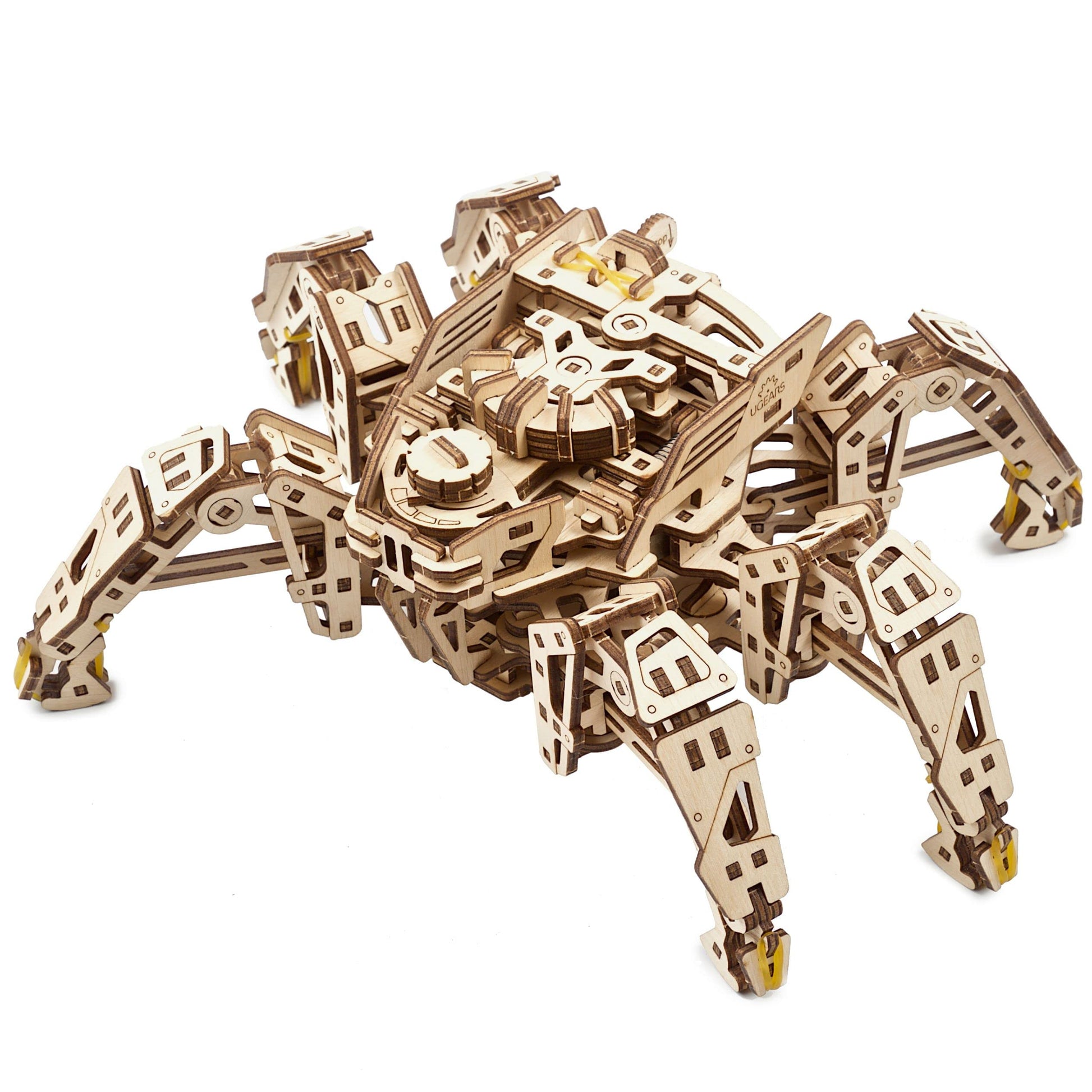 Ugears Hexapod Explorer 3D Puzzle - Mechanical Spider Robot With Powerful Spring Motor - 3D Wooden Puzzles For Adults And Kids 3D Puzzles Wooden Robot Kit (Runs Up To 10 Feet)