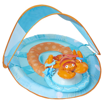 Swimways Baby Spring Float Activity Center With Canopy - Blue/Orange Lobster