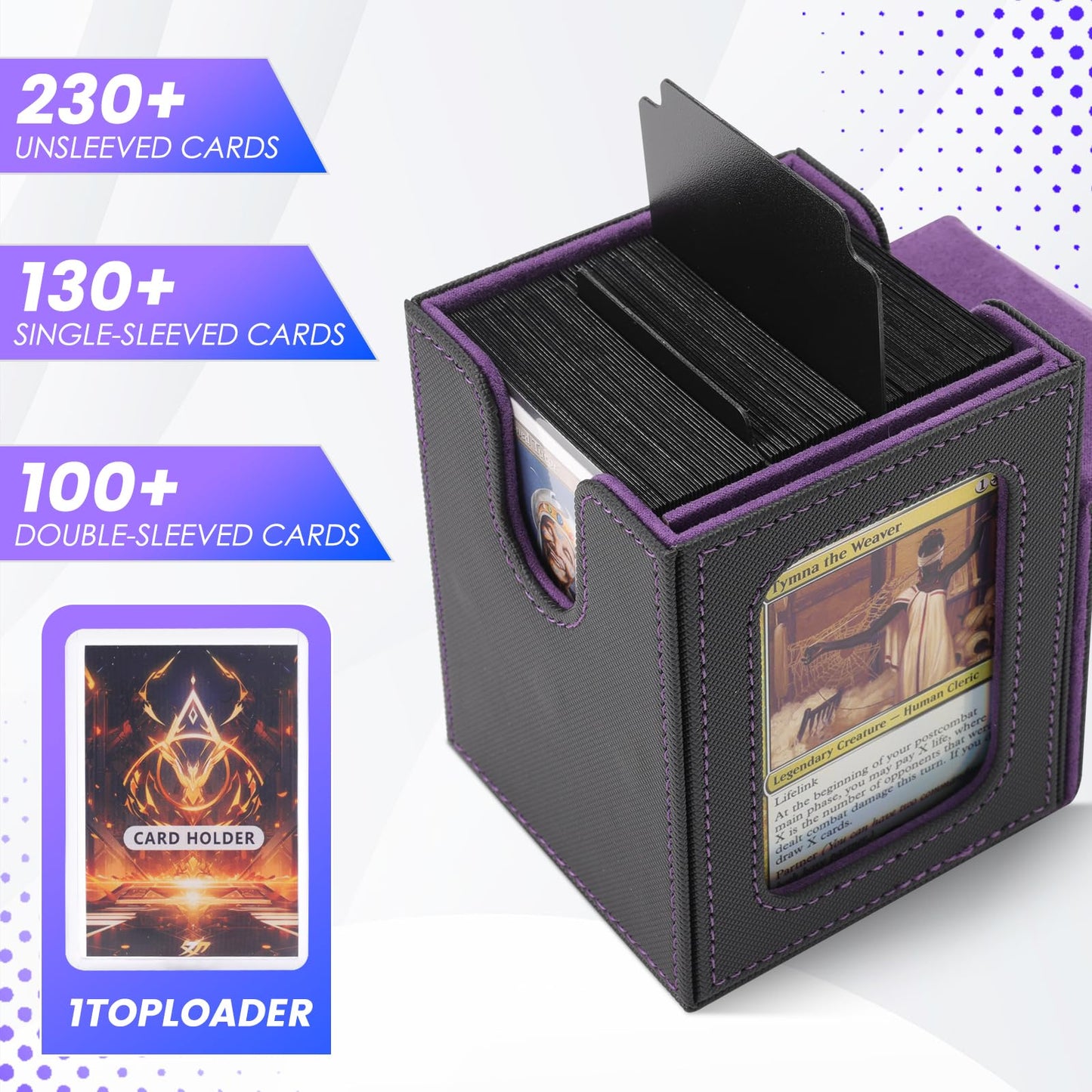 Scimi MTG Deck Box for Commander Display,Card Deck Case Fits 100 Double Sleeved Cards, Magic Commander TCG Card Leather Storage