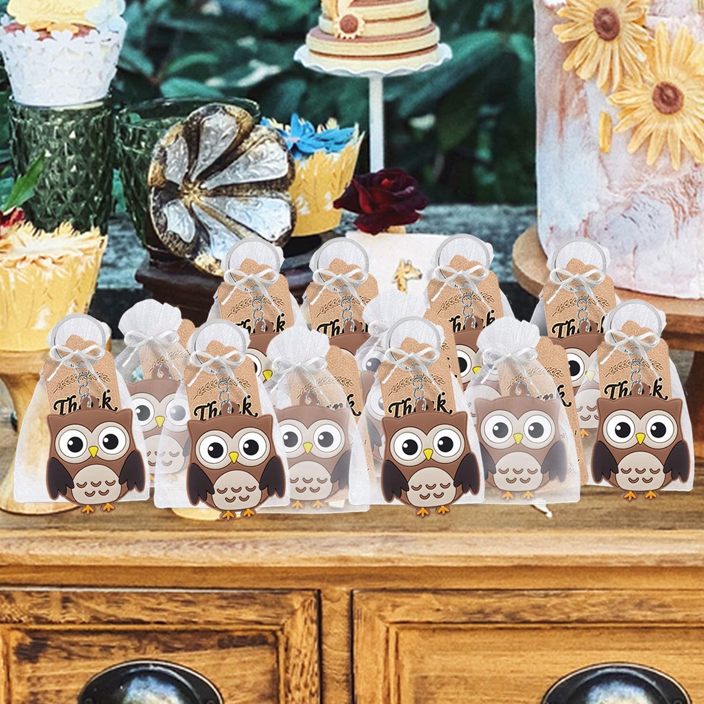 CiciBear 24 Pack Owl Keychains Party Decoration for Guests, Forest Themed Party, Owl Party,Jungle Safari Wild Woodland Baby Show