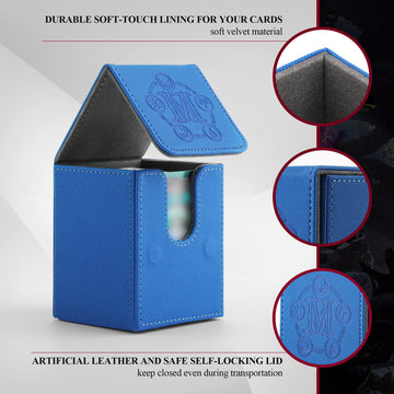 Tcguard Strong Magnetic Card Deck Box For Mtg Cards Fits 100 Plus Sleeved Cards Pu Leather With Microfiber Lining, Compatible With Tcg/Ccg/Yugioh Playing Card Deck Card Storage Box (Vertical-Blue)