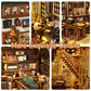 Minicity Book Nook Kit, Diy Miniature Dollhouse Booknook Kit, 3D Wooden Puzzle Bookend Bookshelf Insert Decor With Led Light For