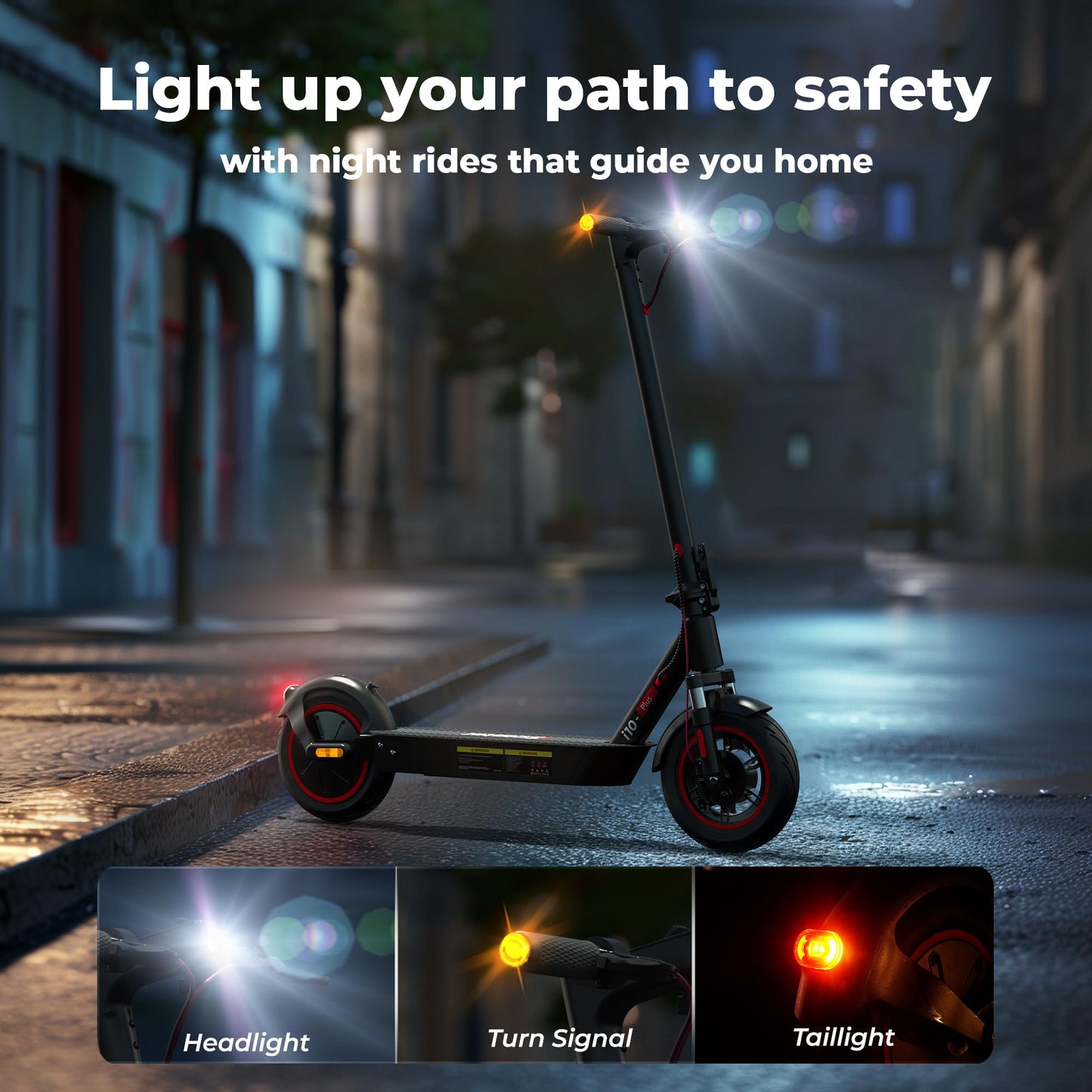 Iscooter I10Plus Electric Scooter Adults, 10'' Pneumatic Tires, 25 Mph Top Speed & 30 Miles Max Range, 800W Powerful Motor, Fold