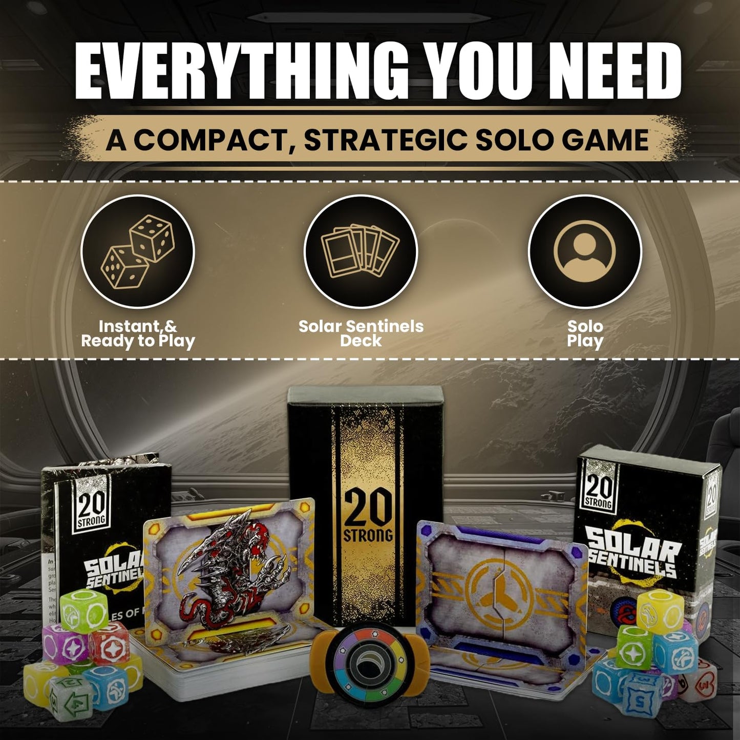 Chip Theory Games 20 Strong Solar Sentinels Base Strategy Game 1 Player Solo Game for mature-themeds  Teens Ages 14+