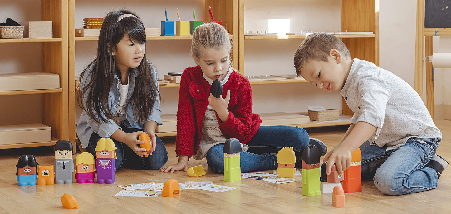 Miniland Family Diversity Blocks Game for Children from 3 to 6 Years. 33 Pieces, 12 Activity Sheets and 1 brochure. Compatible w