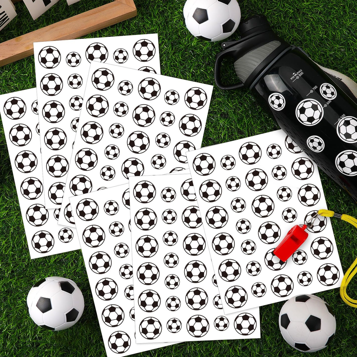 JUMELON 512 Pcs Sports Stickers for Kids - Water-Repellent, Self-Adhesive Soccer Ball Stickers for Water Bottles, Scrapbooks, Sp