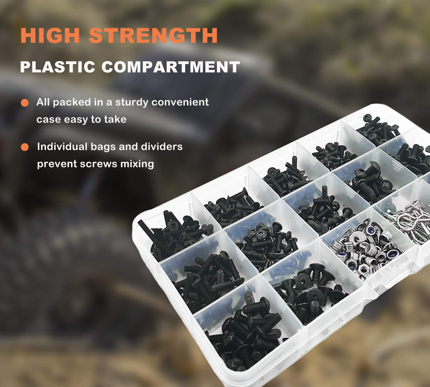 HOPLEX 522PCS RC Screws Kit Reapir Tool Box Set Hardware Fasteners RC Hobby Universal Spare Accessories for Traxxas Tamiya Axial