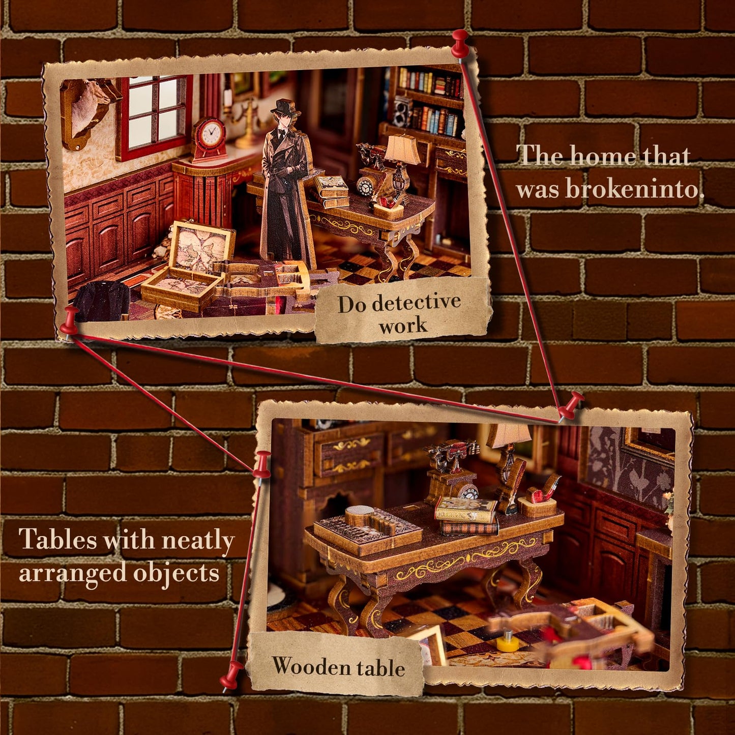 Marycele Book Nook Kit for Adults, DIY Miniature House Kits 3D Wooden Bookend Puzzle for Men, Decorative Bookend Bookshelf Alley