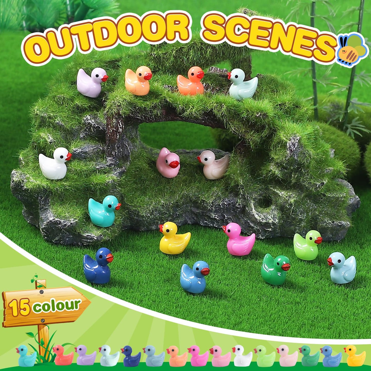Cozywhimsy Mini Ducks 300 Pack Tiny Duck Figurines Bulk For Miniature Dollhouse Decor Accessories Garden Aquarium Potted Ornamen