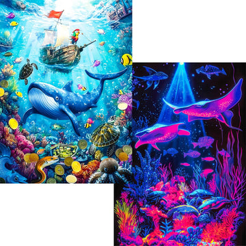 Jigsaw Puzzles 1000 Pieces for mature-themeds- 2-Pack Ocean Animal & Whale Puzzle Set
