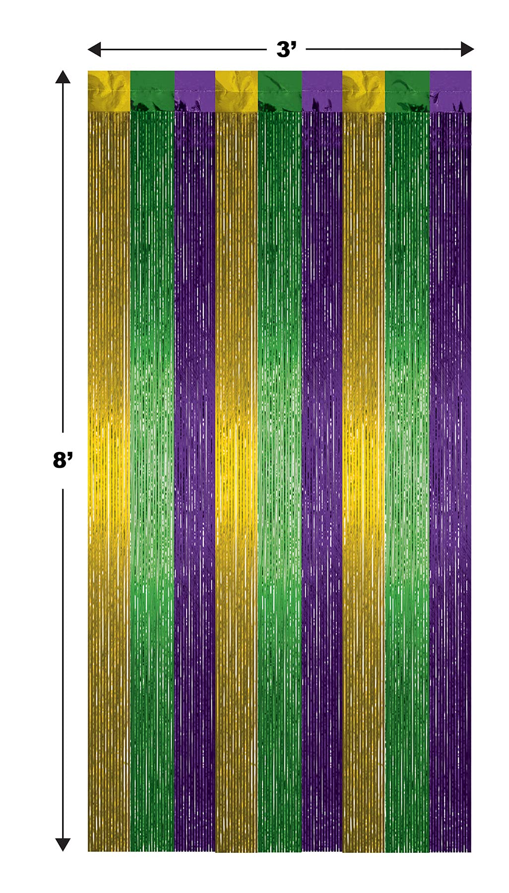 1-Ply FR Gleam N Curtain (gold, green, purple) Party Accessory (1 count) (1/Pkg)