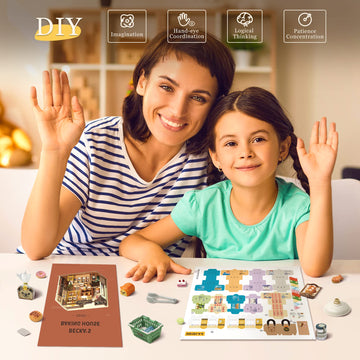 Robotime Miniature House Kit Diy Mini Dollhouse With Accessories Tiny Store Making Kit With Led Light Hobby Birthday Gifts For Kids & Adults