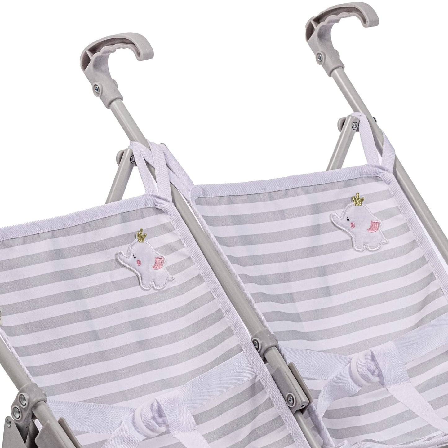Jc Toys | Berenguer Boutique | Twin Umbrella Baby Doll Stroller | Elephant Theme | Gray | Ages 2 +
