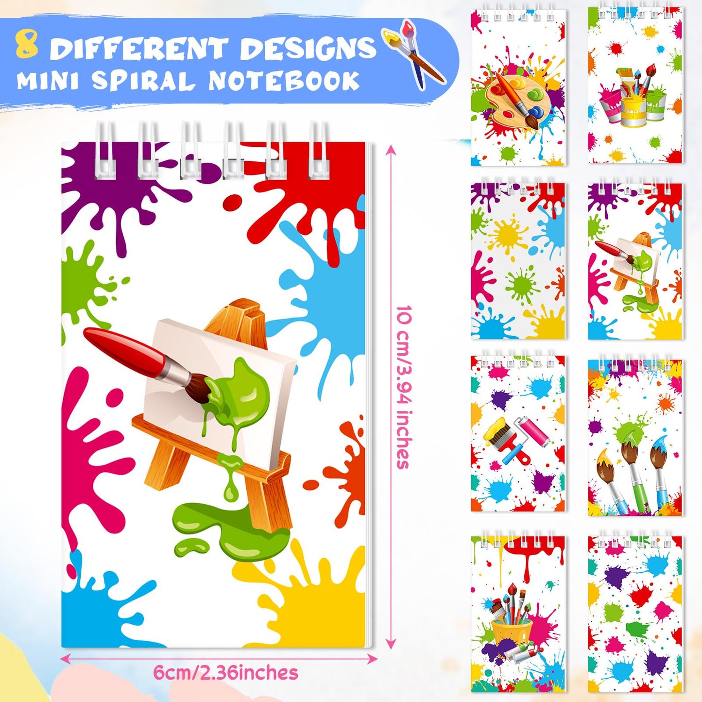 24 Pieces Art Painting Party Mini Notebooks Paint Art Party Favors Art Paint Spiral Notepads Art Theme Party Small Pocket Notepa