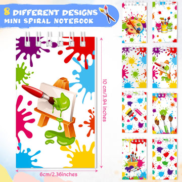 24 Pieces Art Painting Party Mini Notebooks Paint Art Party Favors Art Paint Spiral Notepads Art Theme Party Small Pocket Notepa