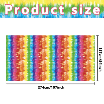 Iceyyyy 3Pcs Tie Die Tablecover - 54' X 108' Tie Die Theme Rainbow Table Cloth Colorful Tablecover For Tie Die Themed Party Decorations