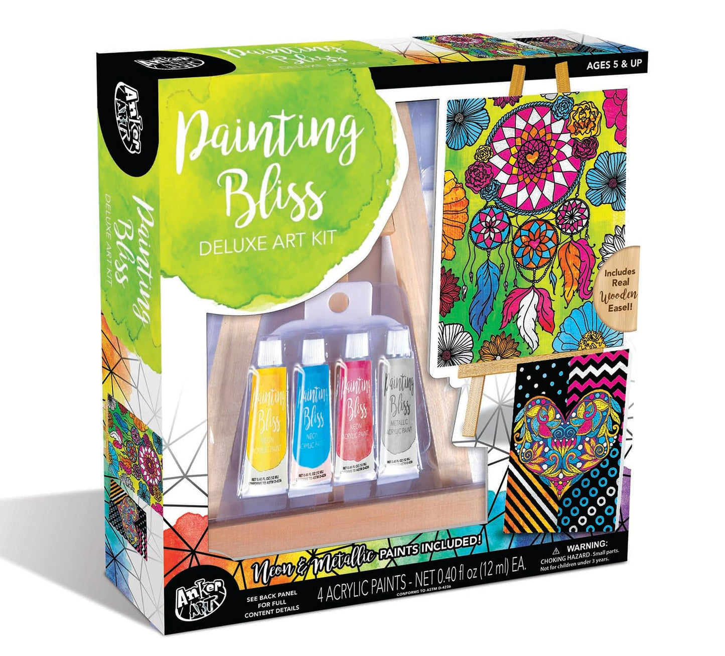 Painting Bliss Deluxe Art Kit With a Wooden Tabletop Easel