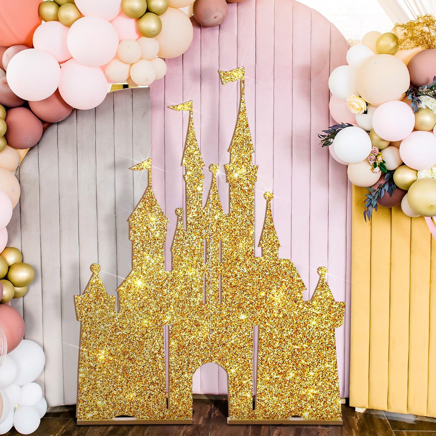 Seenelling Large Castle Backdrop Stand Wooden Castle Fairytale Princess Birthday Party Decoration Photobooth Backdrop Centerpiec
