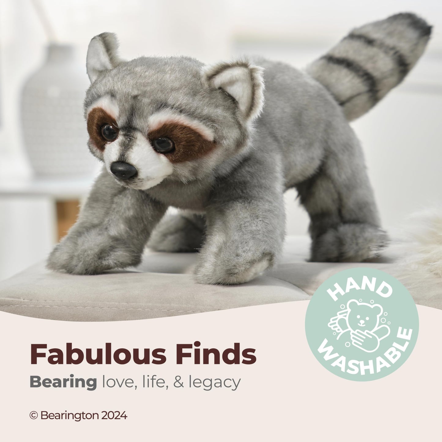 Bearington Lil' Rocko Small Plush Stuffed Animal Raccoon, 7 Inches