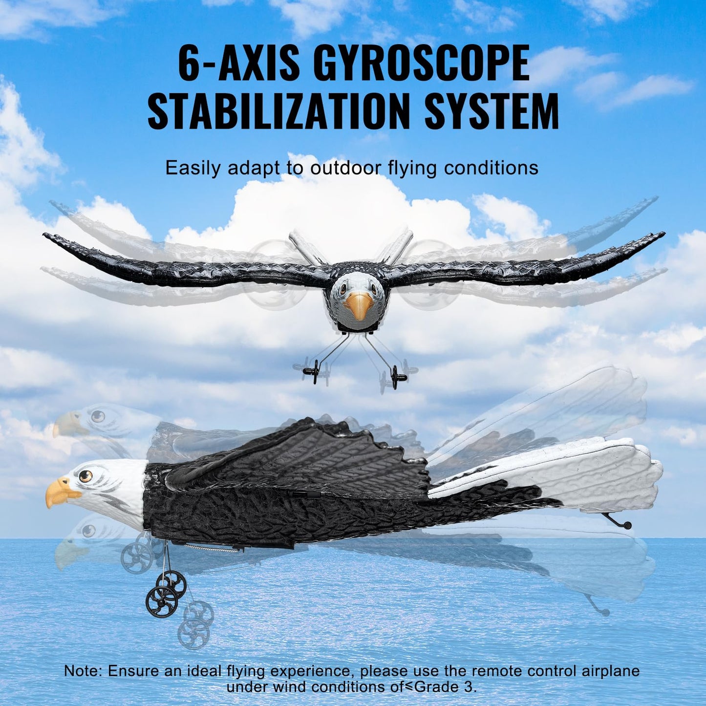 Vevor Rc Plane, 2.4Ghz 2 Channel Rc Airplane With 6-Axis Gyro Stabilizer&2 Batteries, Ready To Fly Eagle Aircraft Plane Toy, Rc