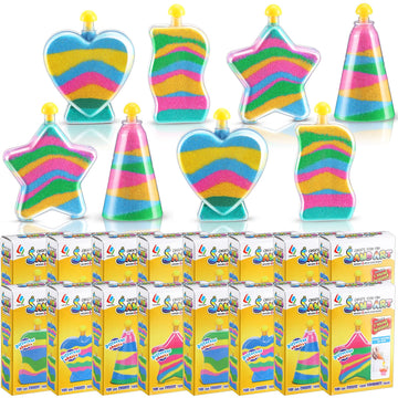 Deekin 12 Sets Sand Art Kits for Kids Create Your Own Clear Sand Art Bottles with Funnels and Sticks, DIY Colored Bottles Crafts