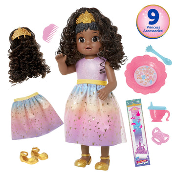 Baby Alive Princess Ellie Doll - 18-Inch Black Hair for Kids 3+, Model F5236, Plastic Material