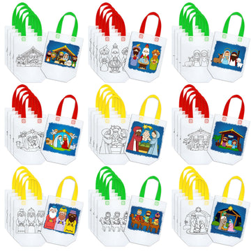 Kacctyen 45 Pcs Farm Animals Color Your Own Goodie Bags Reusable Coloring Art Party Favor Paint Graffiti Bags for Farm Theme Bar