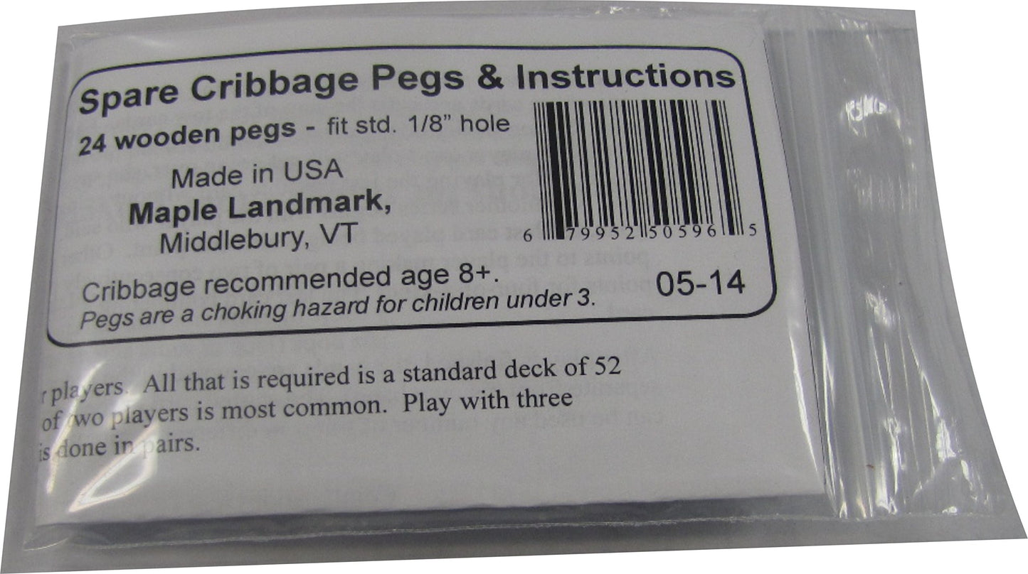 Maple Landmark 24-Piece Cribbage Pegs Set, Natural, Red, Black, Wood, Model FBA_50596