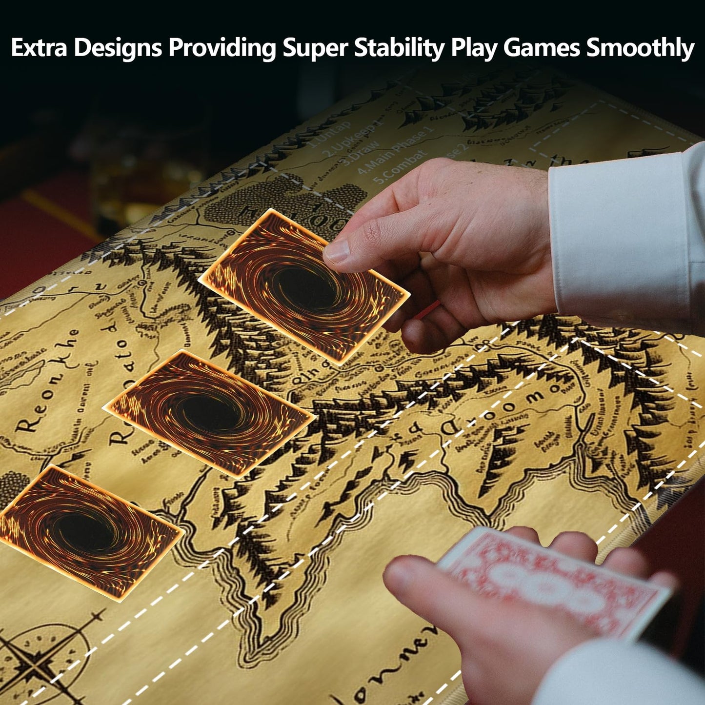 for MTG Card Playmat with Zone,Game Play Mat for MTG TCG 24 x 14 inches,Non-Slip Play Mat for Commander Board RPG CCG Game TCG O