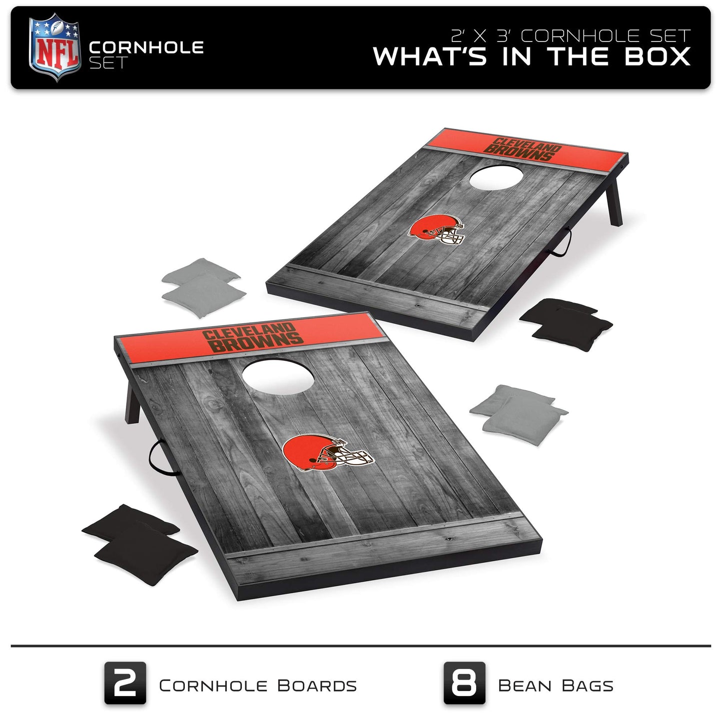 Wild Sports 2'X3' Mdf Wood Nfl Cleveland Browns Cornhole Set - Gray Wood Design