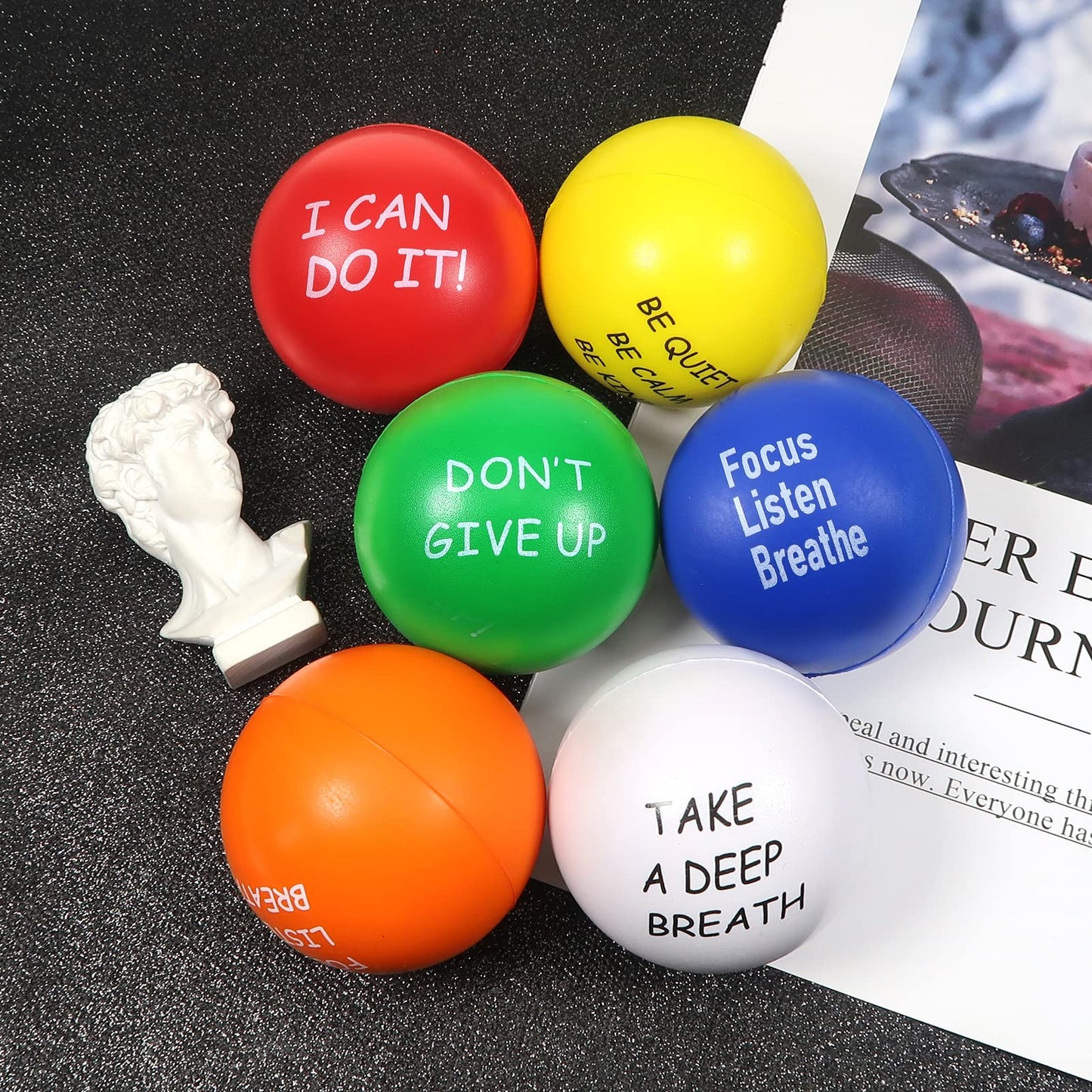 Toaob Motivational Stress Balls For Kids And Adults 6 Pack Stress Relief Balls Squeeze Balls 2.5 Inch Colorful Foam Balls For Ha
