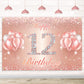 Happy 12Th Birthday Banner Backdrop - 12 Birthday Party Decorations Supplies For Girls Or Boys - Rose Gold 4 X 8Ft
