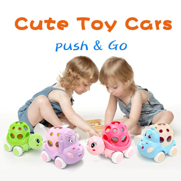 Xfffun 4 Set Toy Cars For Toddler Girl Valentines Day Gifts, Toddlers Push Car Toys Pink, Rattles Push And Go Truck, Birthday Pr