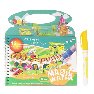 Parteet Reusable Magic Water Painting Book Magic Doodle Pen Kids Coloring Doodle Drawing Board Games Child Educational Toy Magic