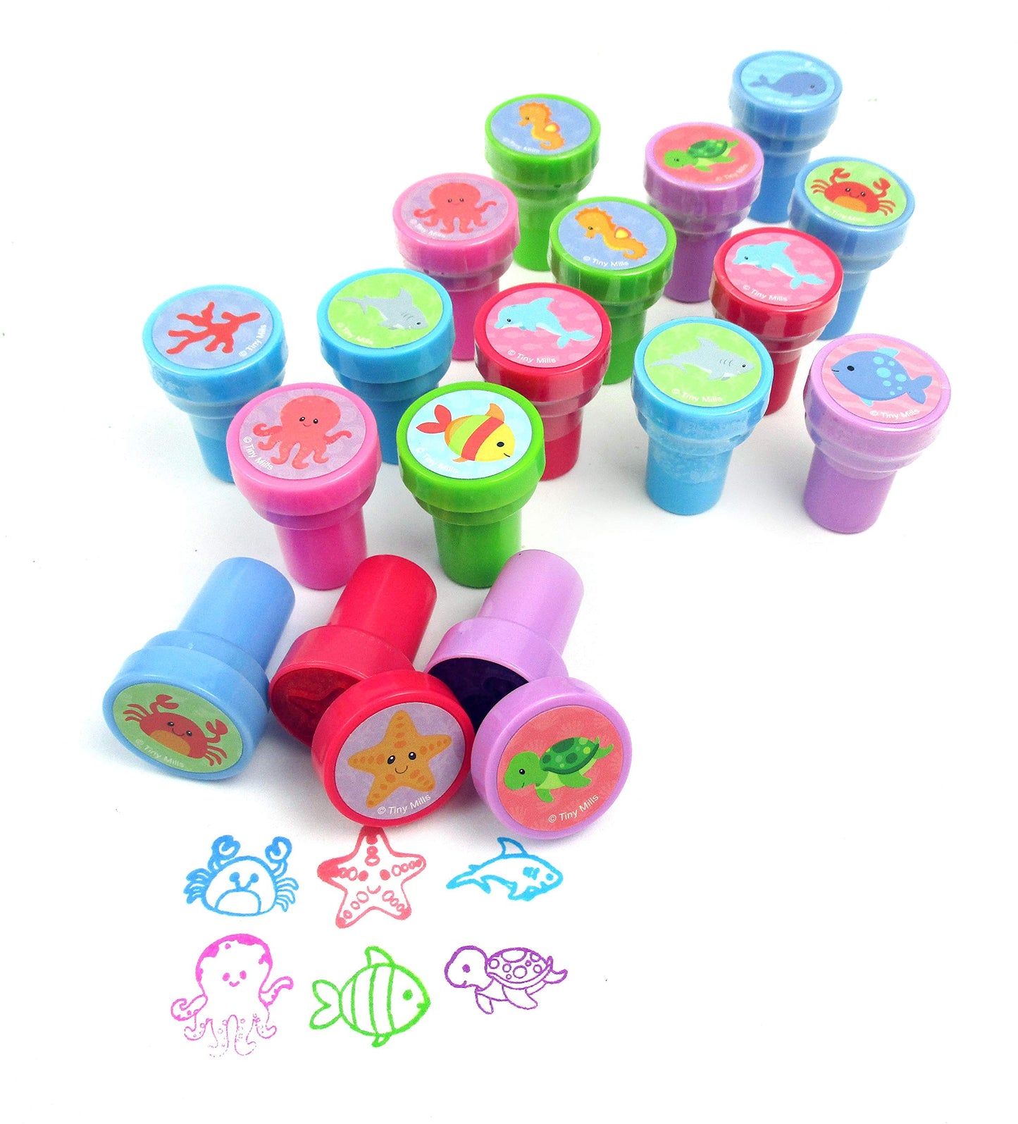 TINYMILLS 24 Pcs Sea Animals Ocean Life Stampers for Kids