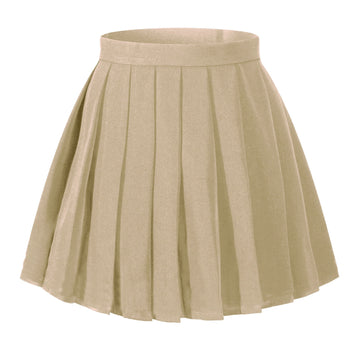 Women`S Plus Size Pleated A Line Plus Size School Dress Skirts(Xl,Earth Tone) Khaki