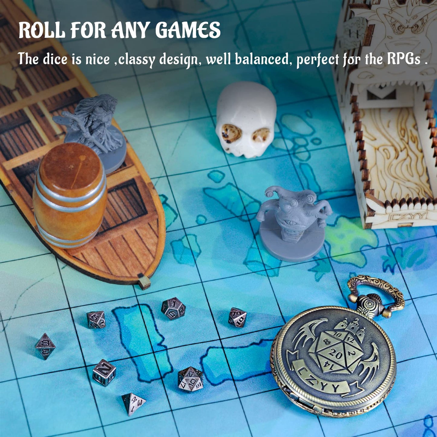 DND 6mm Micro Polyhedral Dice Set with Pocket Watch Shell Case Perfect for Dungeons and Dragons, Tabletop RPG and Cards Board Ga