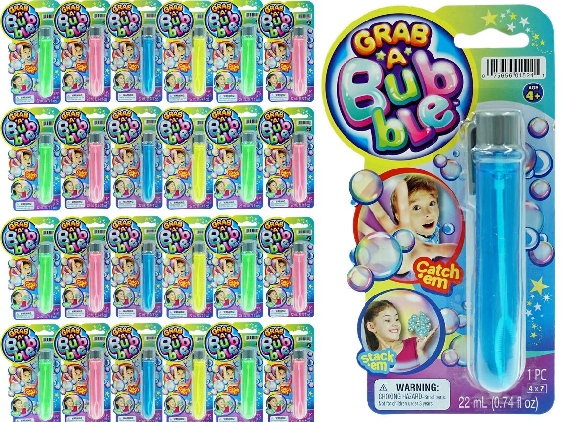 Ja-Ru Grab A Bubble Touchable Mini Bubble Wands (24 Mini Bubbles Assorted) Small Bubble Tube For Kids. Outdoor Summer Toys Bulk Party Favors Birthday Gifts Giveaways. 1524-24P